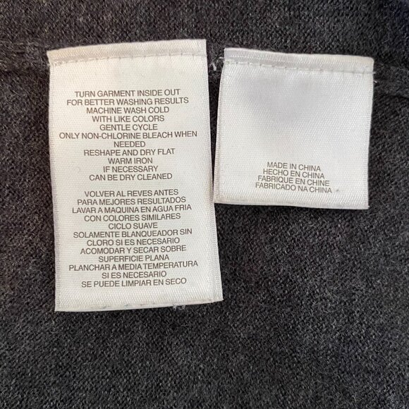 Jones New York 100% Merino Wool Charcoal Grey Turtleneck Sweater Thin Knit - Picture 11 of 12